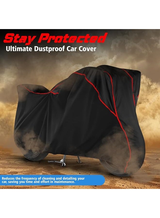 Water Resistant Bike Cover Dustproof UV Protection Bike Body Cover for Suzuki Gixxer SF All-Weather Protection with Red Piping - Black - Image 2